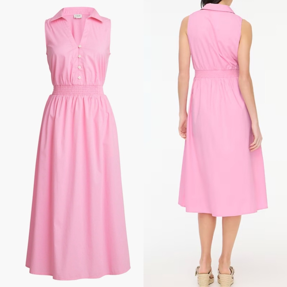 J. Crew pink sleeveless collared midi‎ dress